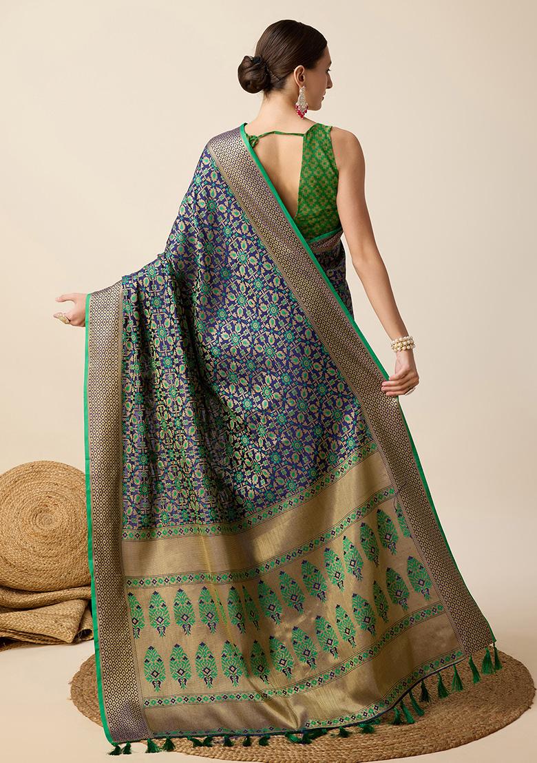 Green Jacquard Silk Saree Set