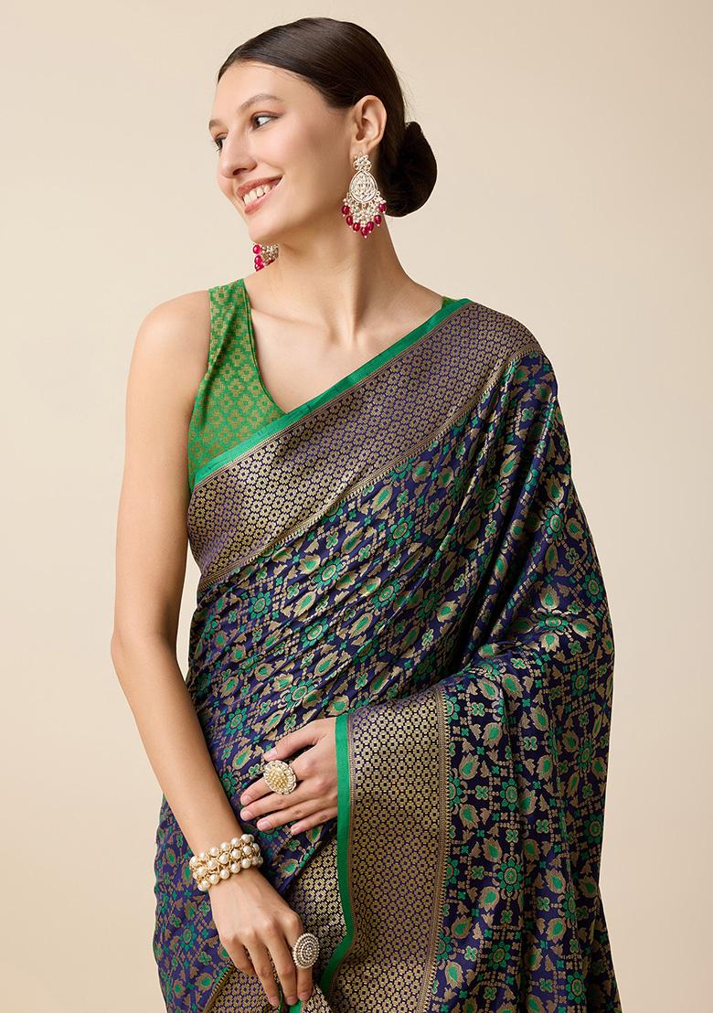 Green Jacquard Silk Saree Set