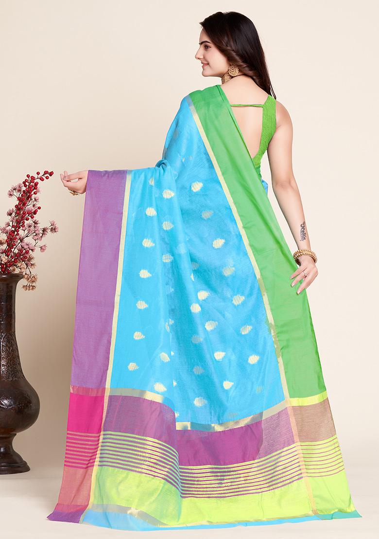 Firozi Pink Jacquard Art Silk Saree Set