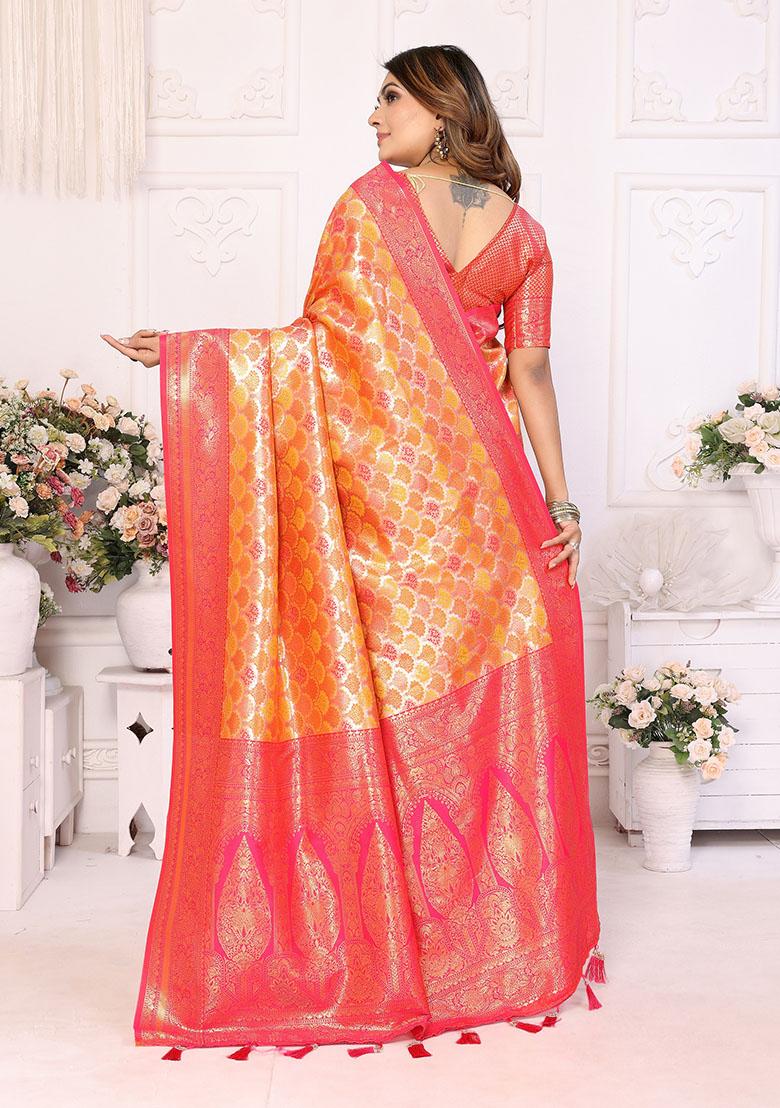 Mustard Yellow Jacquard Silk Saree Set