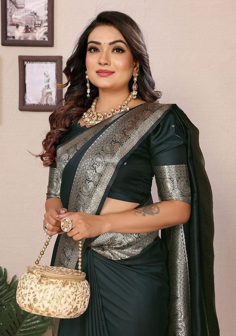 Green Jacquard Silk Saree Set