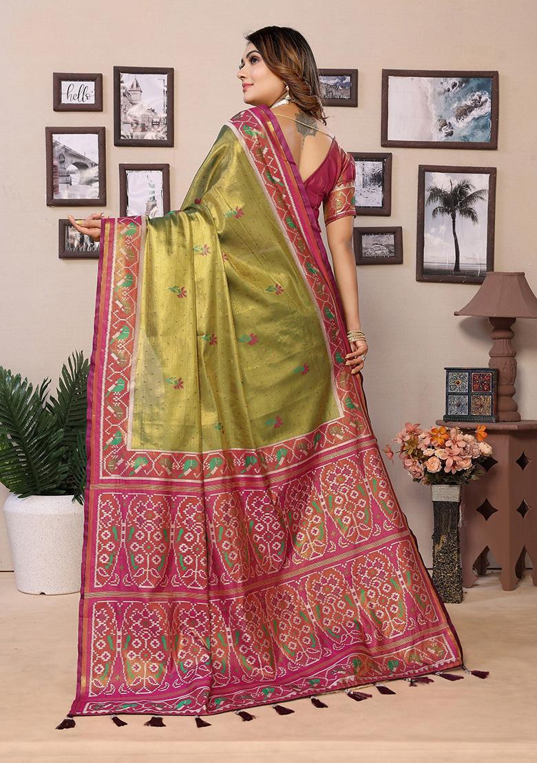 Olive Jacquard Tissue Saree Set
