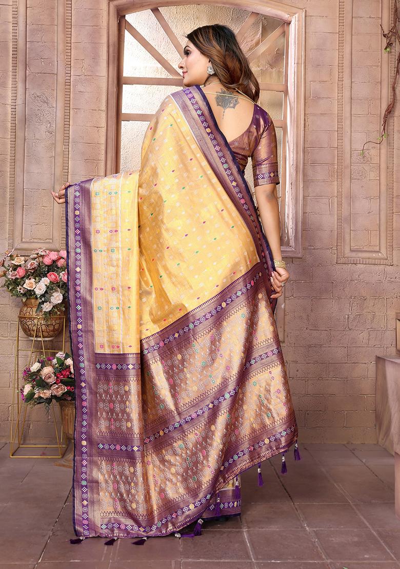 Lavender Jacquard Tissue Saree Set