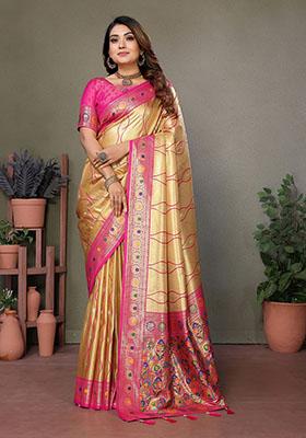 Gold Jacquard Tissue Saree Set