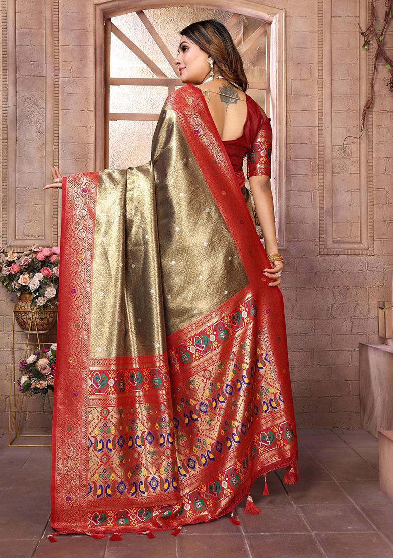 Gold Jacquard Tissue Saree Set