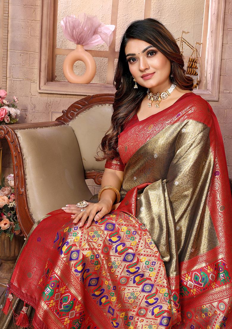 Gold Jacquard Tissue Saree Set