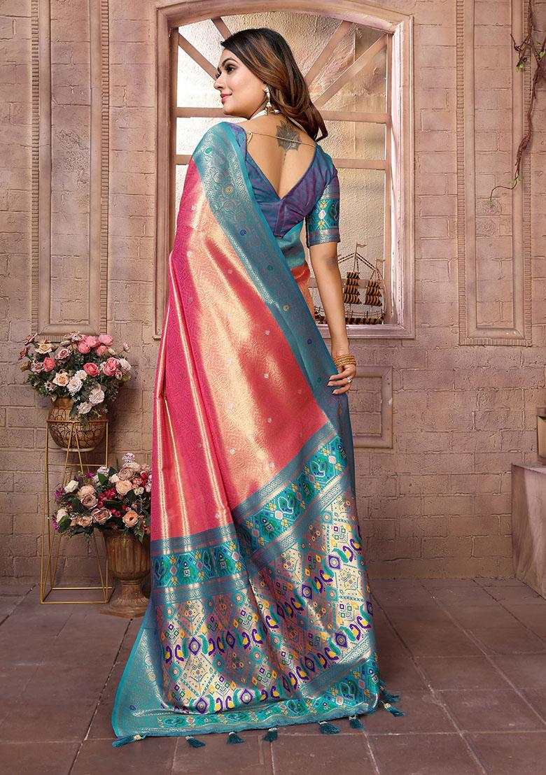 Peach Jacquard Tissue Saree Set