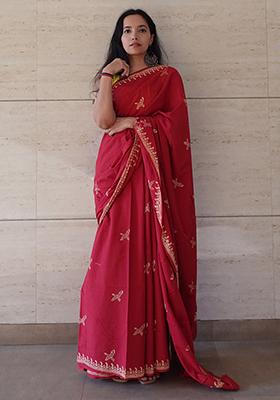 Red Printed Cotton Saree