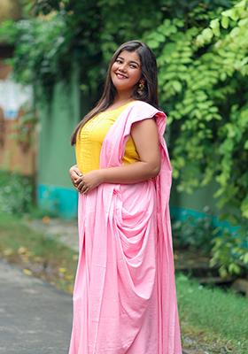 Pink Plain Cotton Saree