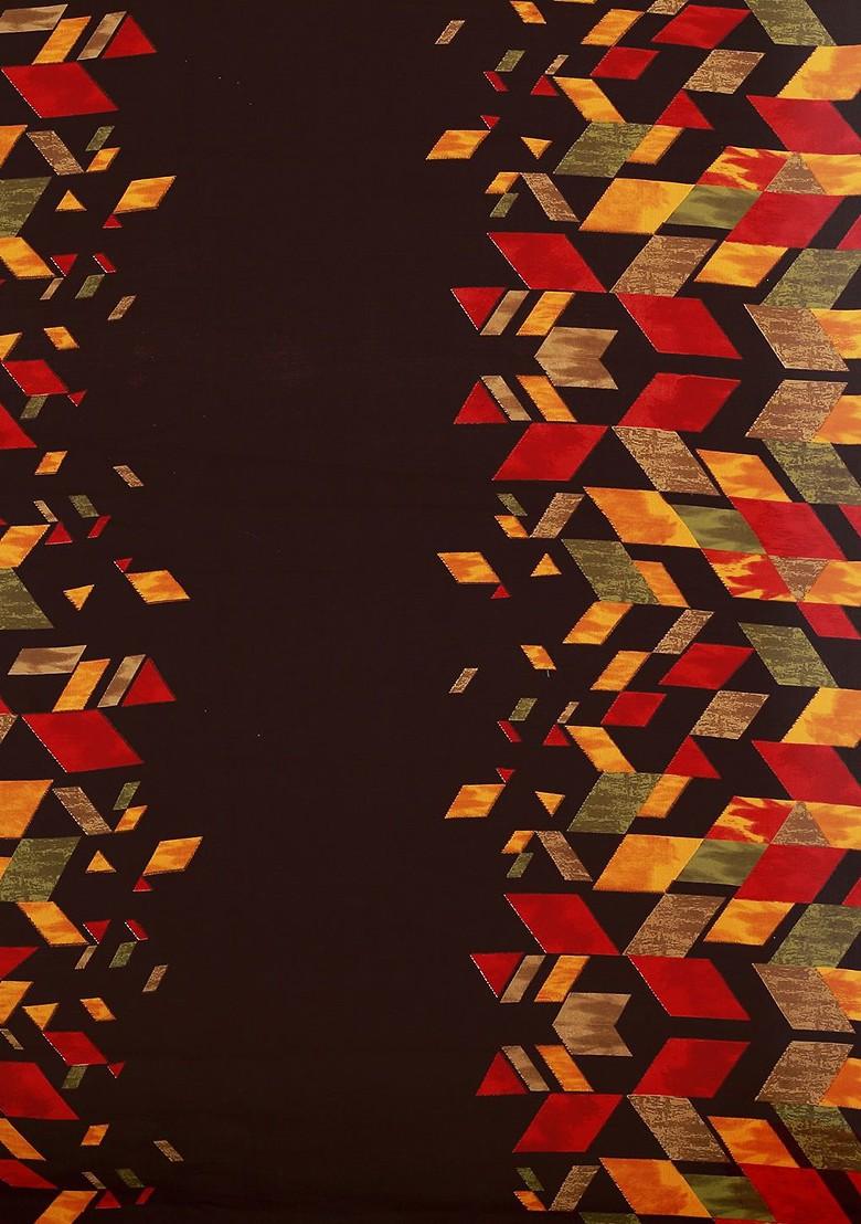 Brown Floral Georgette Saree Set