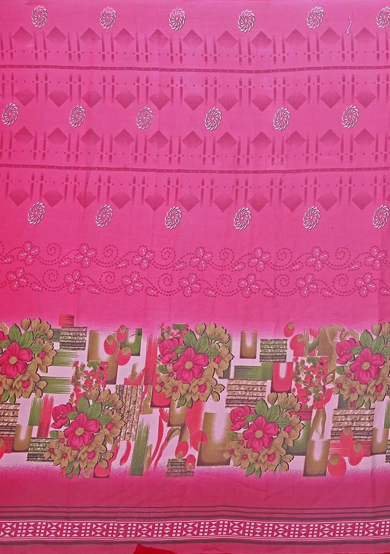 Pink Embroidered Georgette Saree Set (Set Of 2)