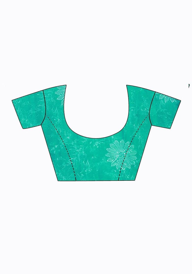 Teal Green Embroidered Georgette Saree Set (Set Of 2)