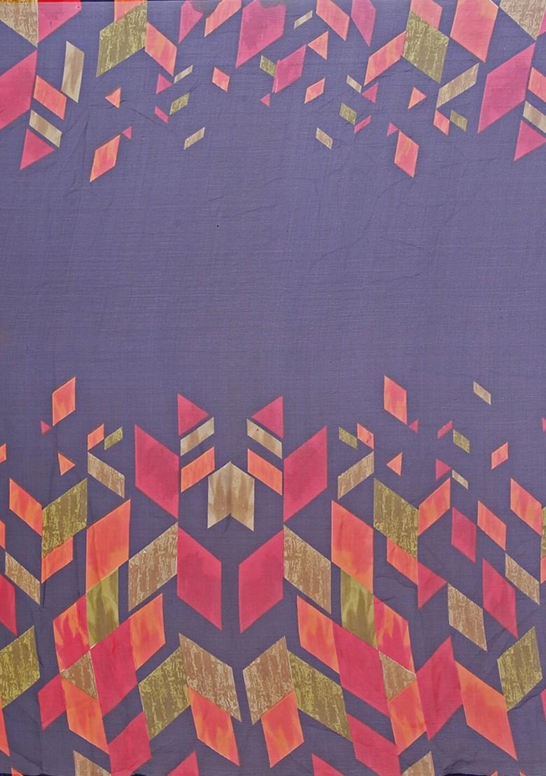 Navy Blue Embroidered Georgette Saree Set (Set Of 2)