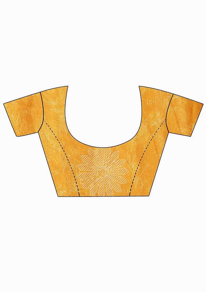 Orange Printed Georgette Saree Set (Set Of 2)