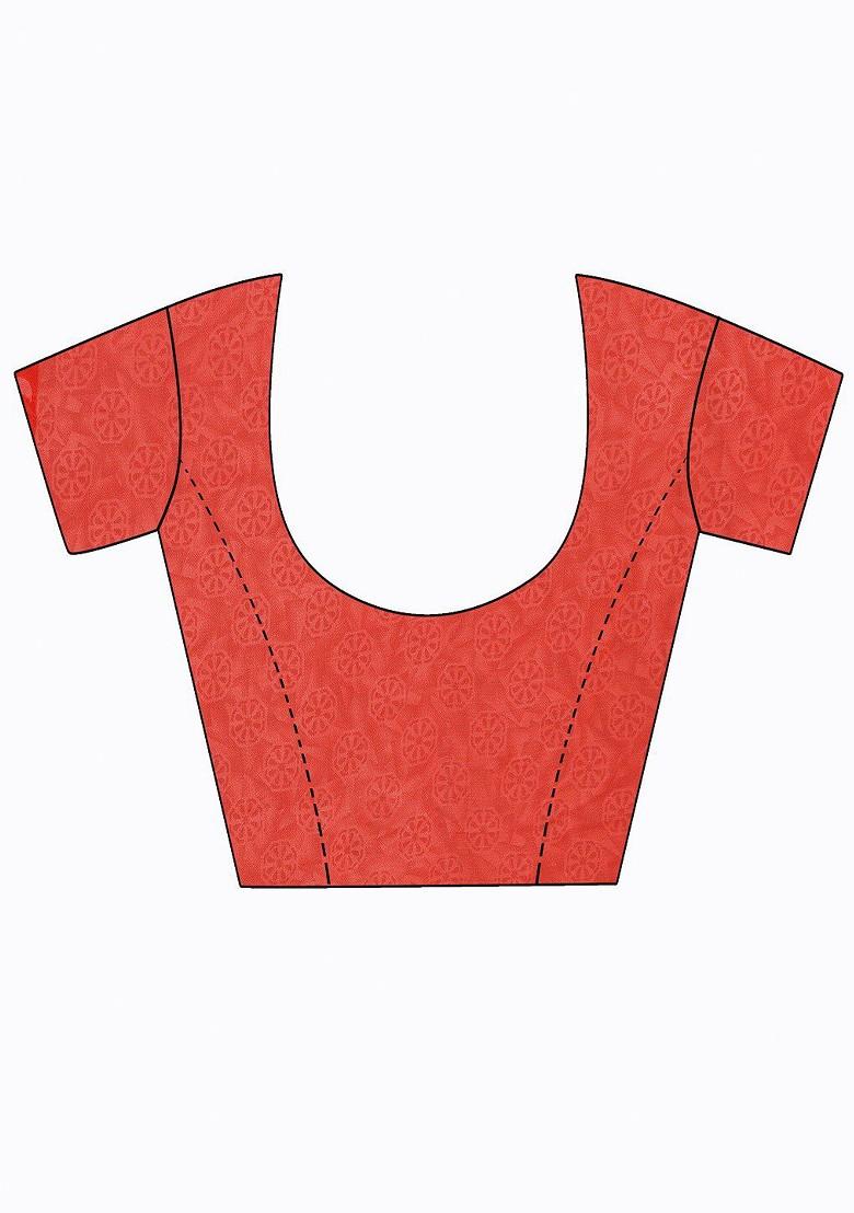 Peach Embroidered Georgette Saree Set (Set Of 2)