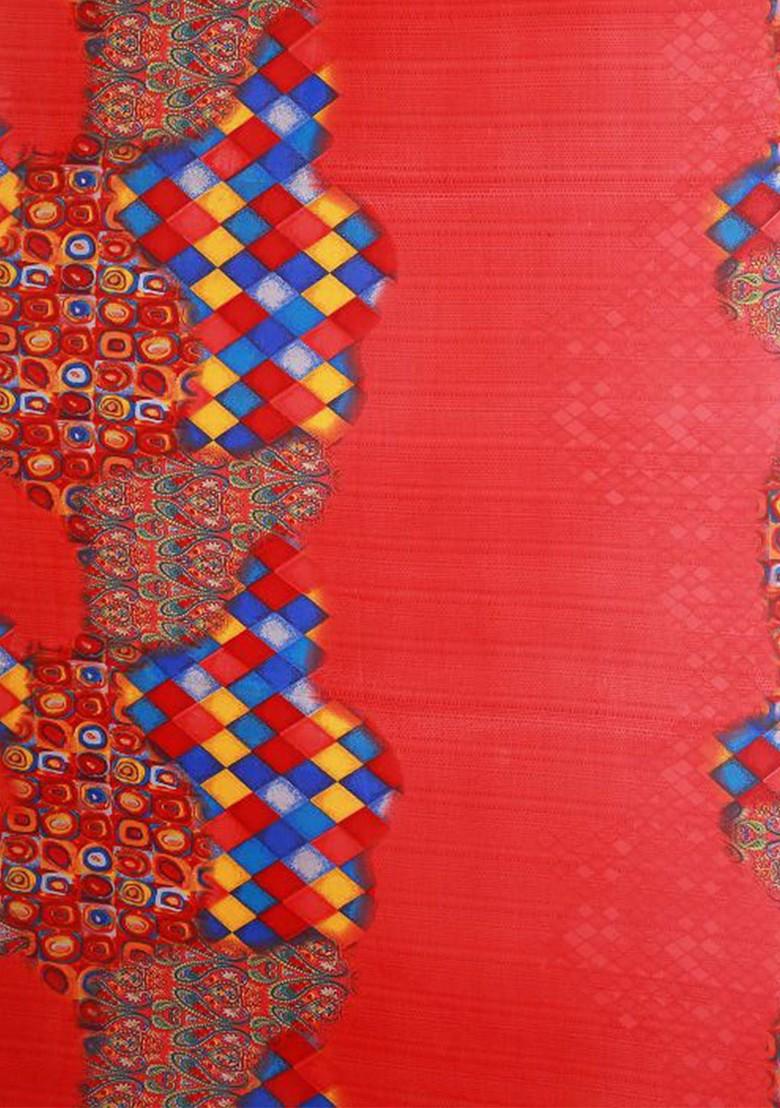 Sea Green Printed Georgette Saree Set (Set Of 2)