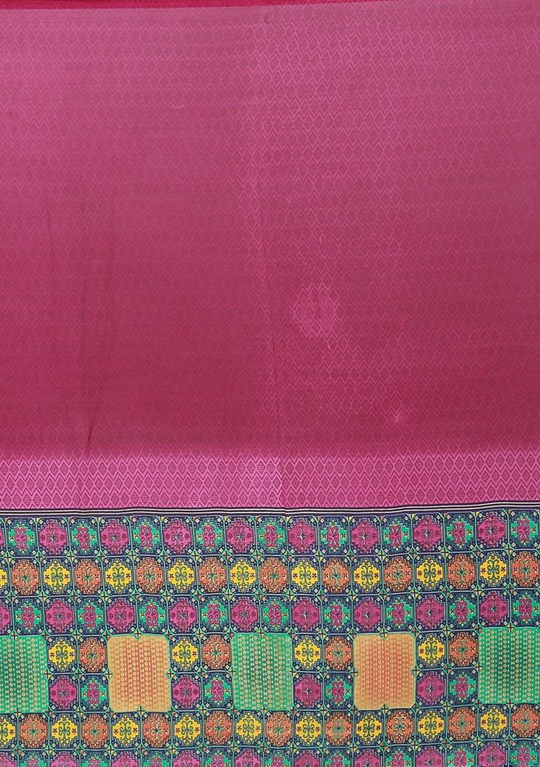 Maroon Embroidered Georgette Saree Set (Set Of 2)