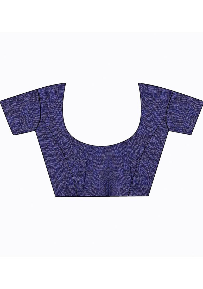 Navy Blue Floral Georgette Saree Set (Set Of 2)