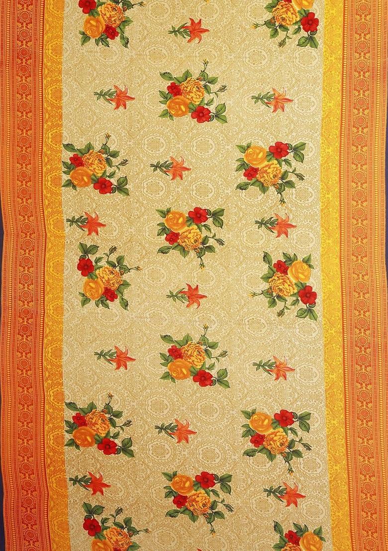 Beige Embroidered Georgette Saree Set (Set Of 2)