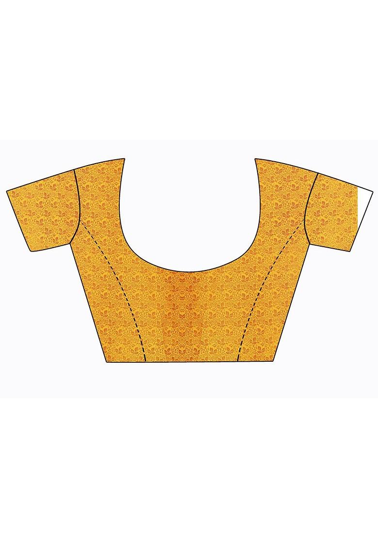 Yellow Printed Georgette Saree Set (Set Of 2)