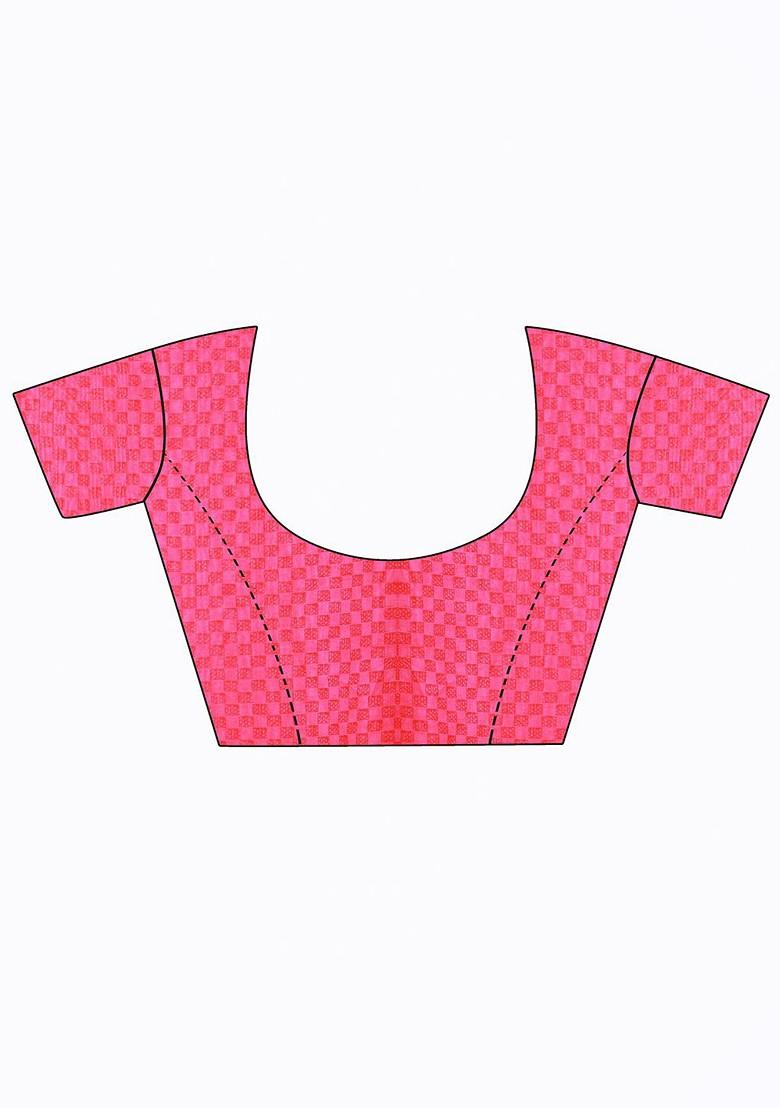 Pink Printed Georgette Saree Set (Set Of 2)