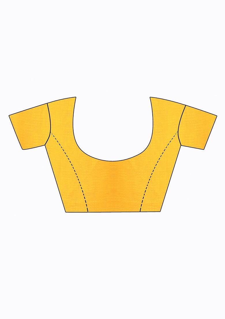 Yellow Geometric Print Georgette Saree Set (Set Of 2)