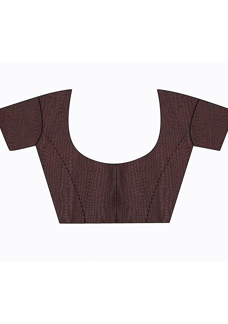 Brown Embroidered Georgette Saree Set