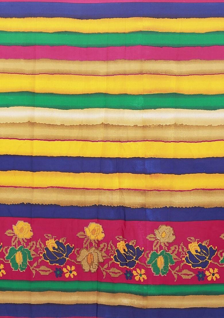 Green Embroidered Georgette Saree Set (Set Of 2)