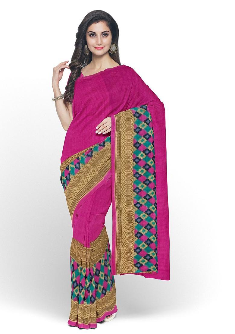 Pink Embroidered Georgette Saree Set