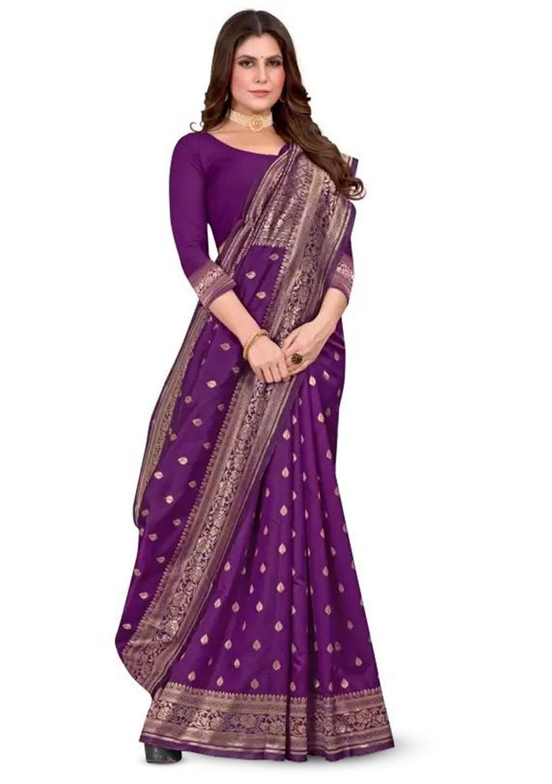 Burgundy woven Kanjeevaram Saree Set