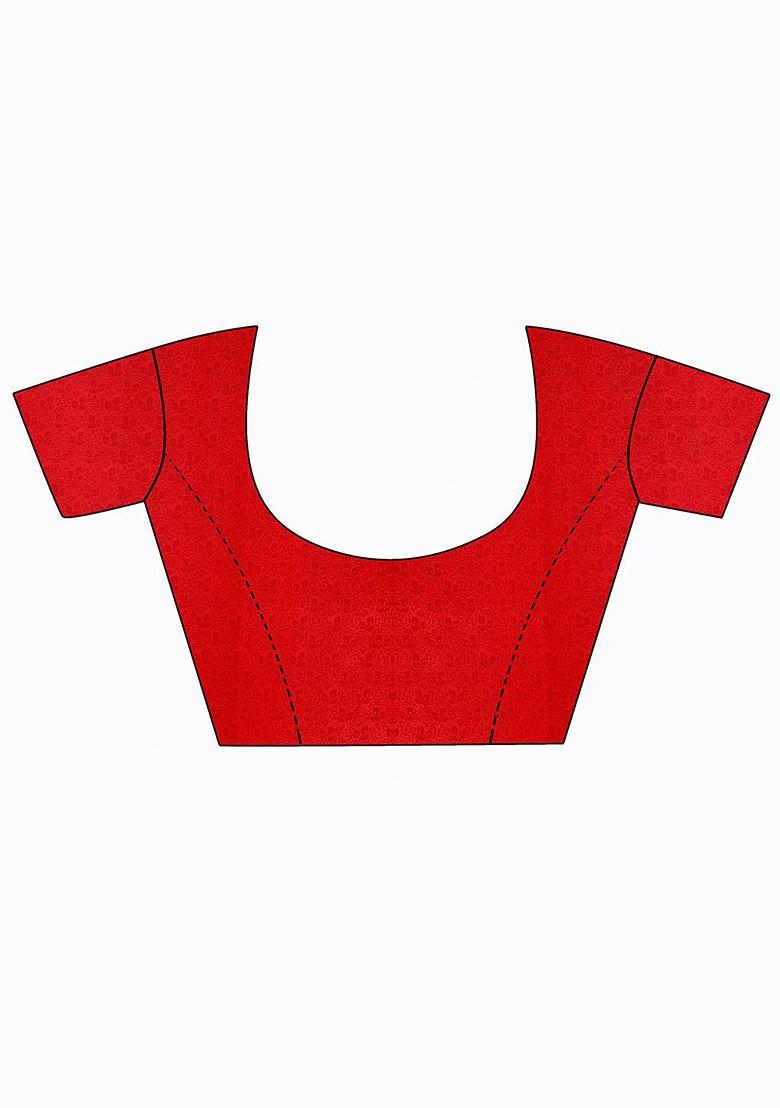 Orange Floral Georgette Saree Set (Set Of 2)