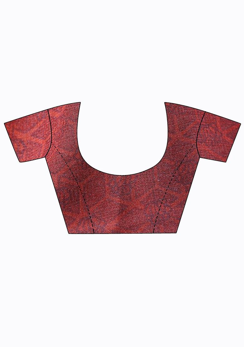 Maroon Embroidered Poly Blend Saree Set