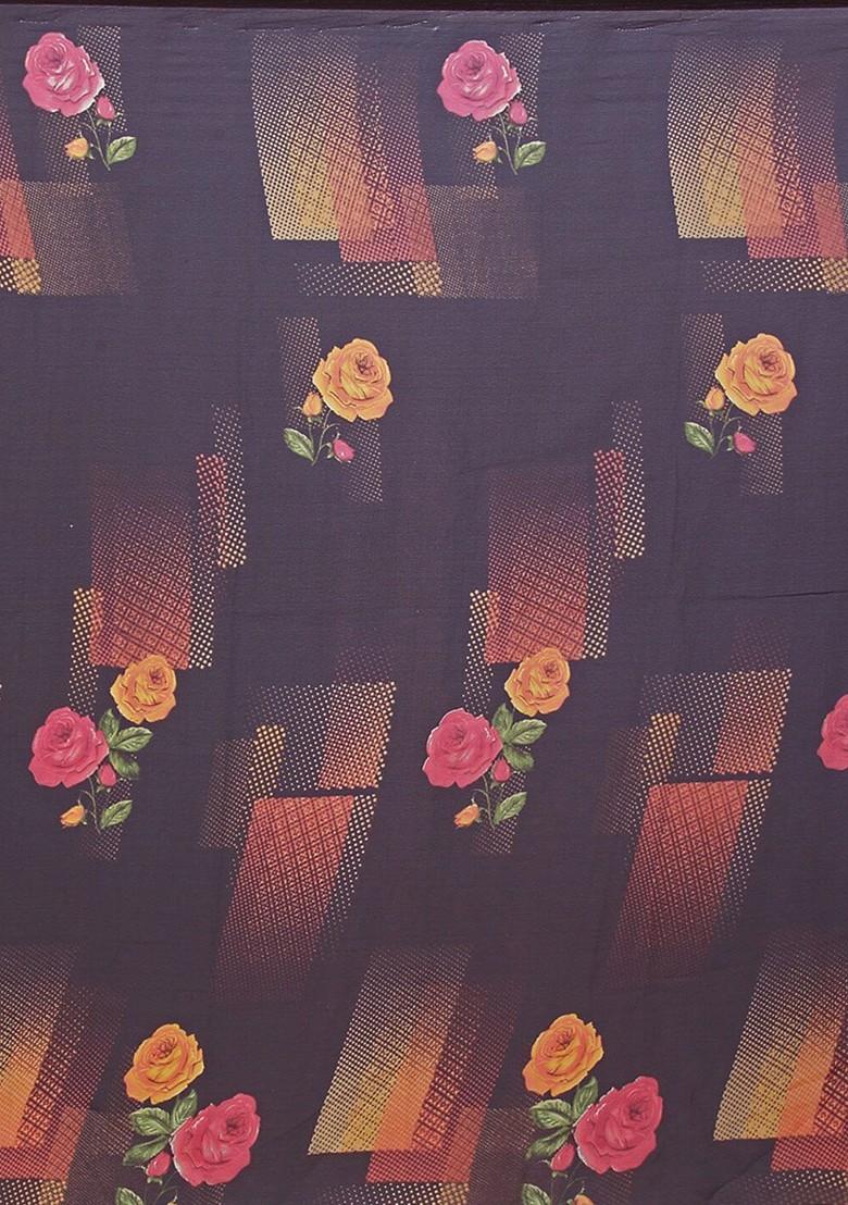 Blue Printed Georgette Saree Set