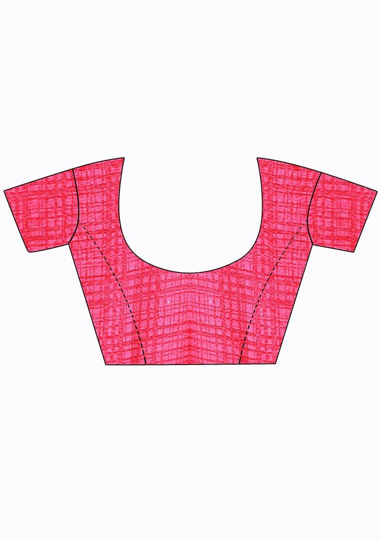 Pink Printed Georgette Saree Set (Set Of 2)