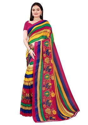 Maroon Embroidered Georgette Saree Set