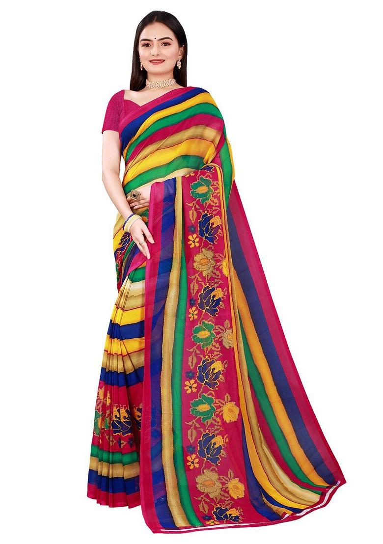 Maroon Embroidered Georgette Saree Set