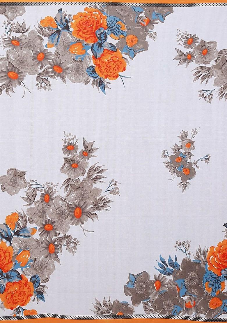 White Floral Georgette Saree Set