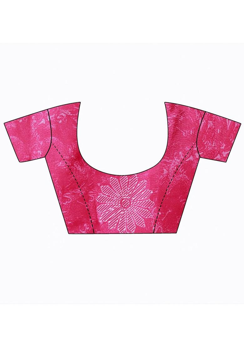 Magenta Printed Georgette Saree Set (Set Of 2)