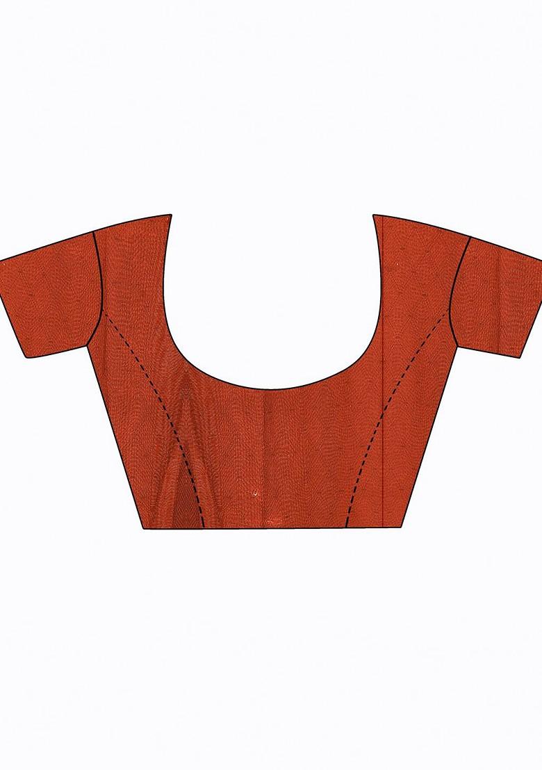 Brown Embroidered Georgette Saree Set (Set Of 2)