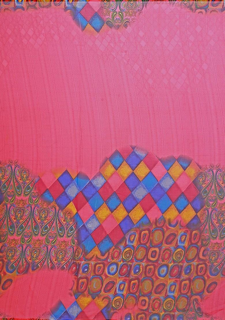 Brown Embroidered Georgette Saree Set (Set Of 2)