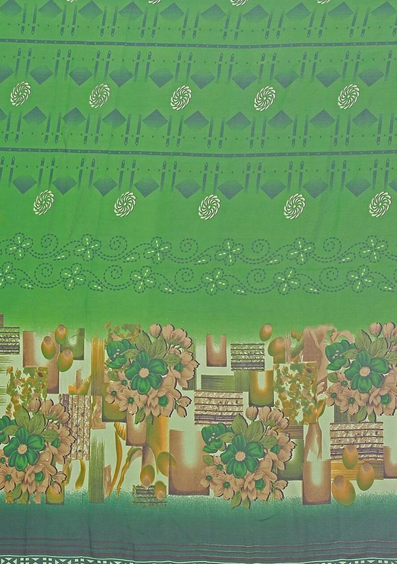 Green Embroidered Georgette Saree Set (Set Of 2)