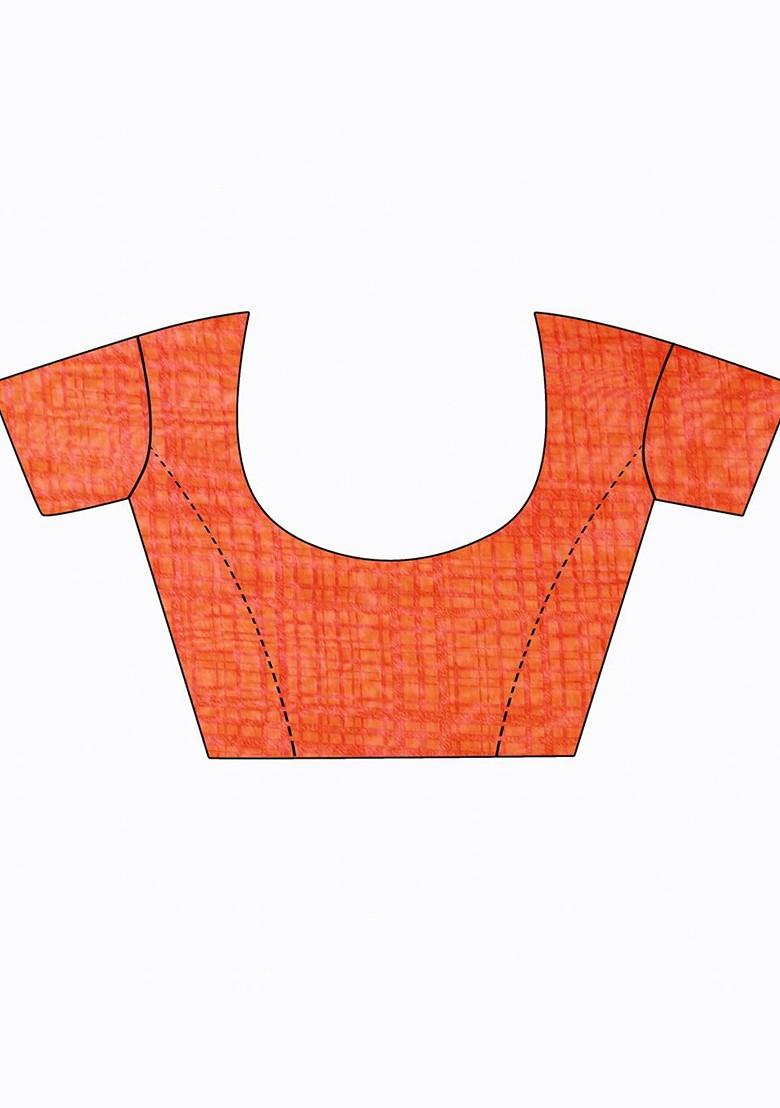 Orange Floral Georgette Saree Set