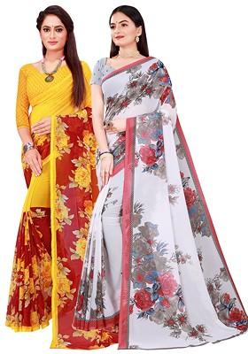 Maroon Embroidered Poly Blend Saree Set