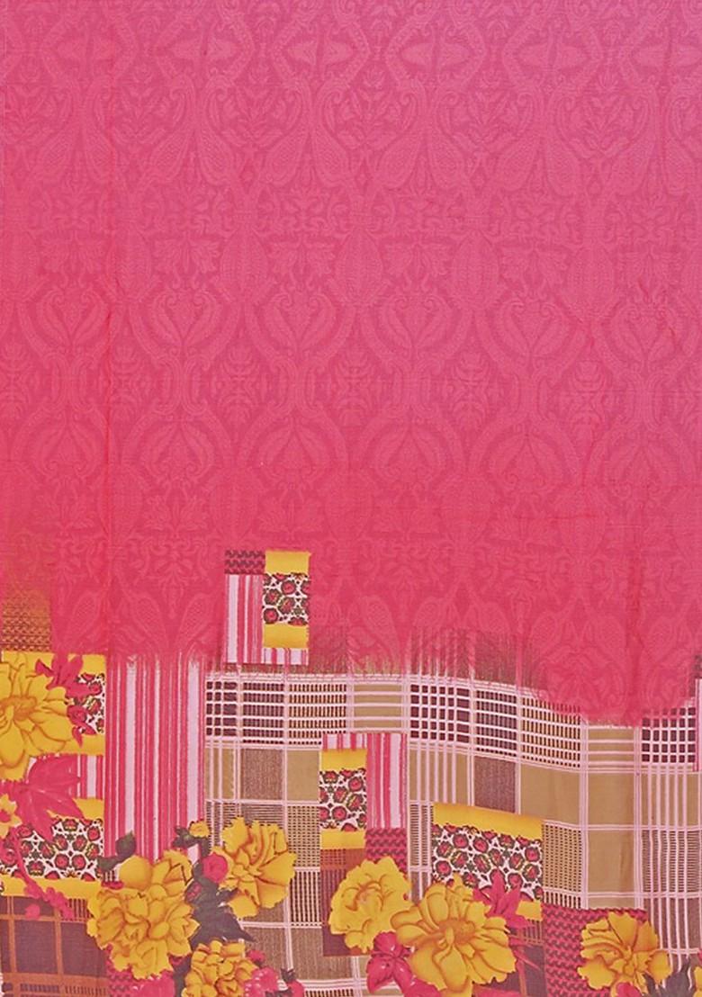 Brown Embroidered Georgette Saree Set (Set Of 2)