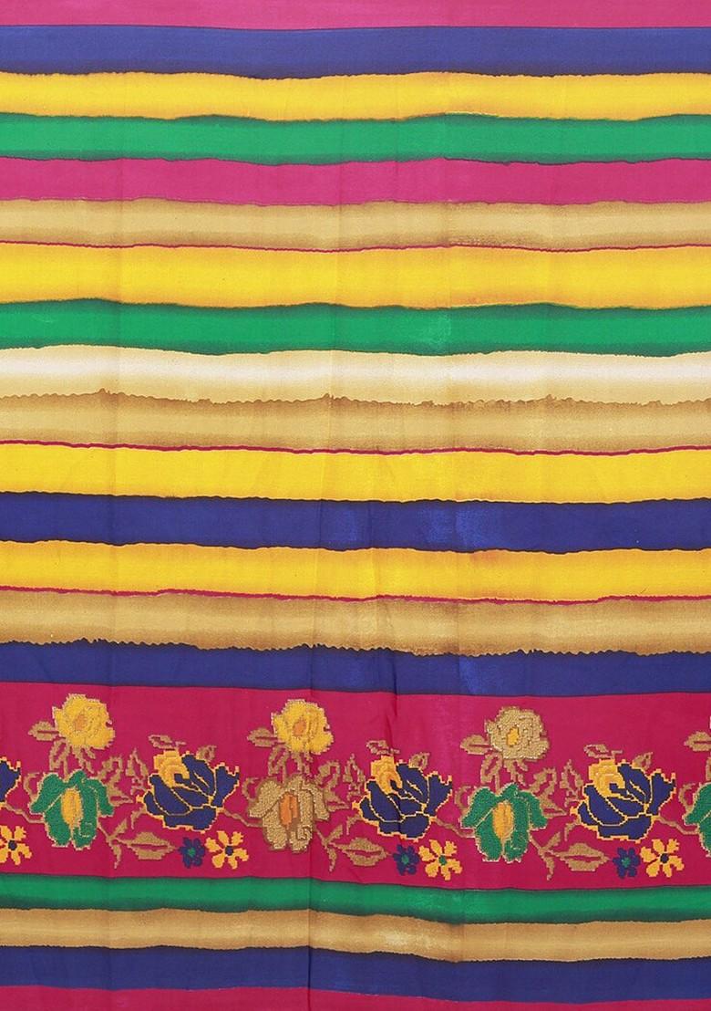 Pink Printed Georgette Saree Set (Set Of 2)