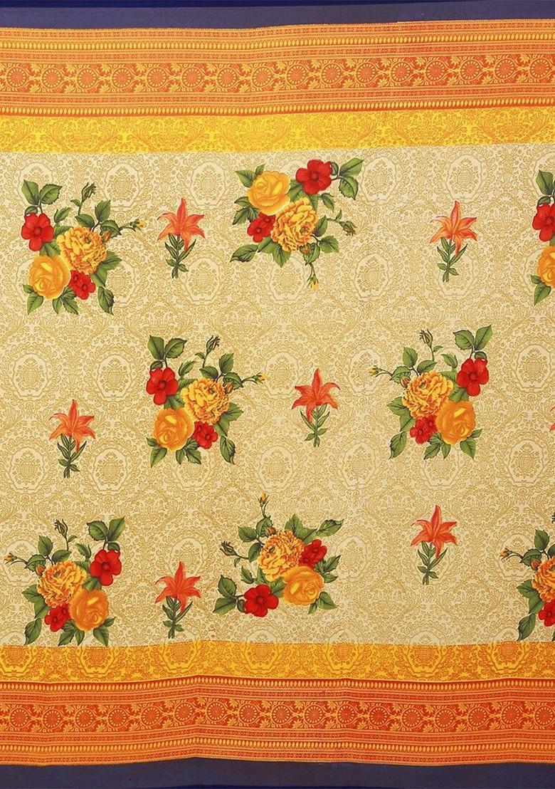 Magenta Printed Georgette Saree Set (Set Of 2)