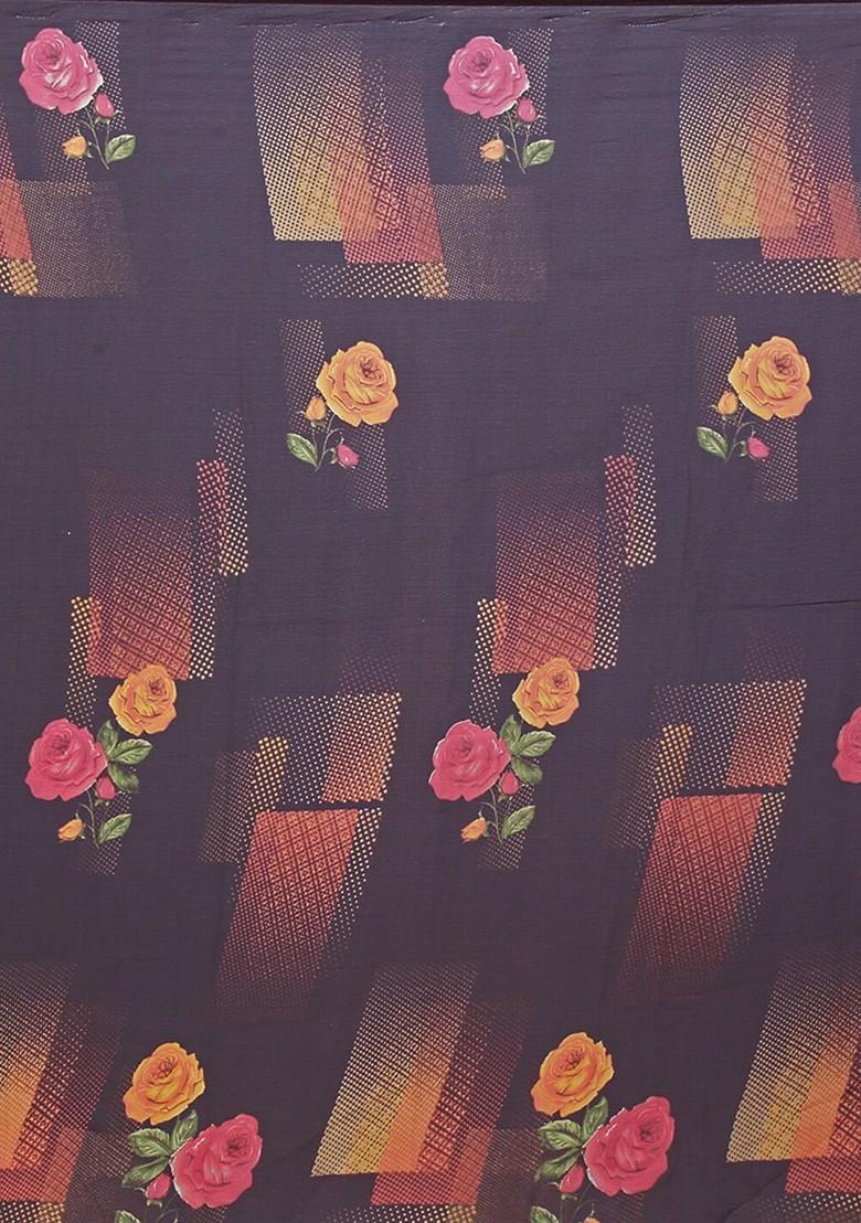 Black Embroidered Georgette Saree Set (Set Of 2)