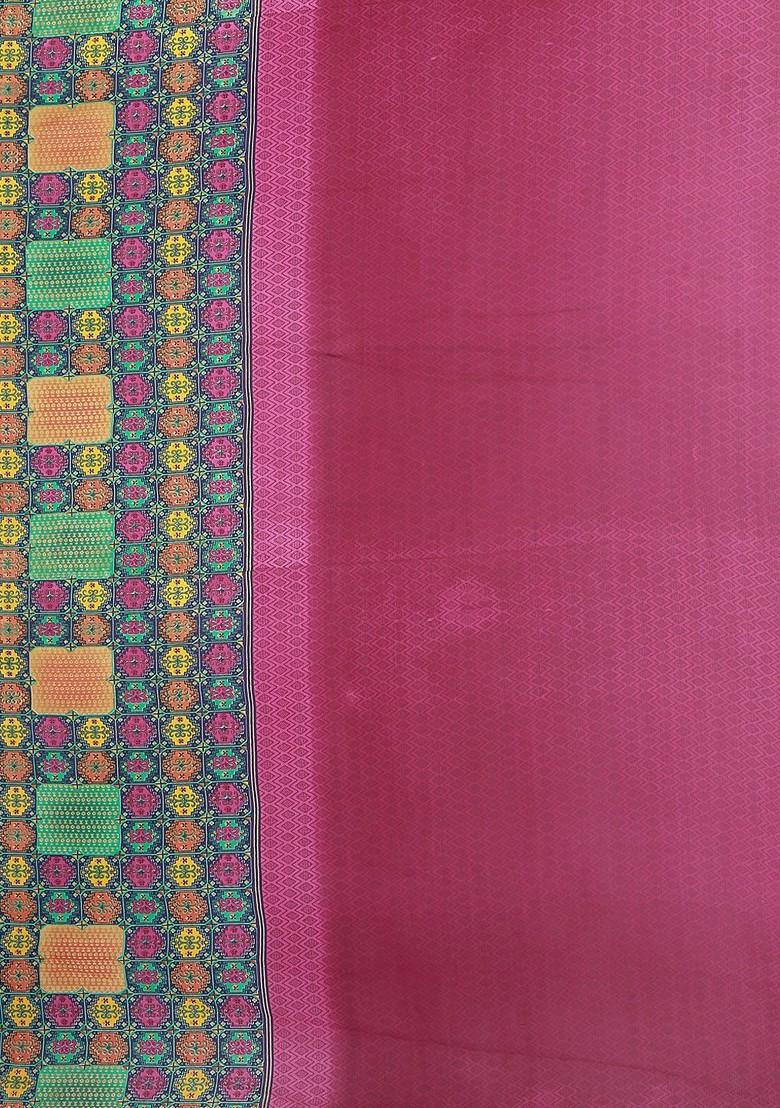 Yellow Printed Georgette Saree Set (Set Of 2)