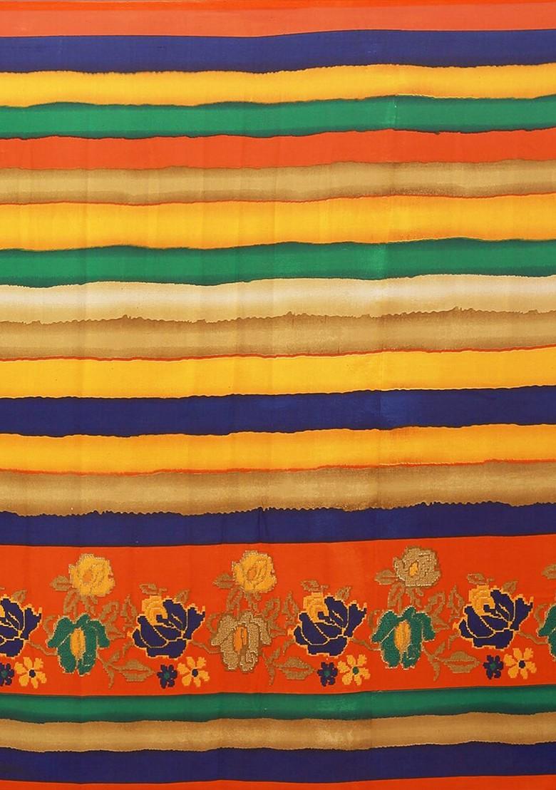 Magenta Embroidered Georgette Saree Set (Set Of 2)