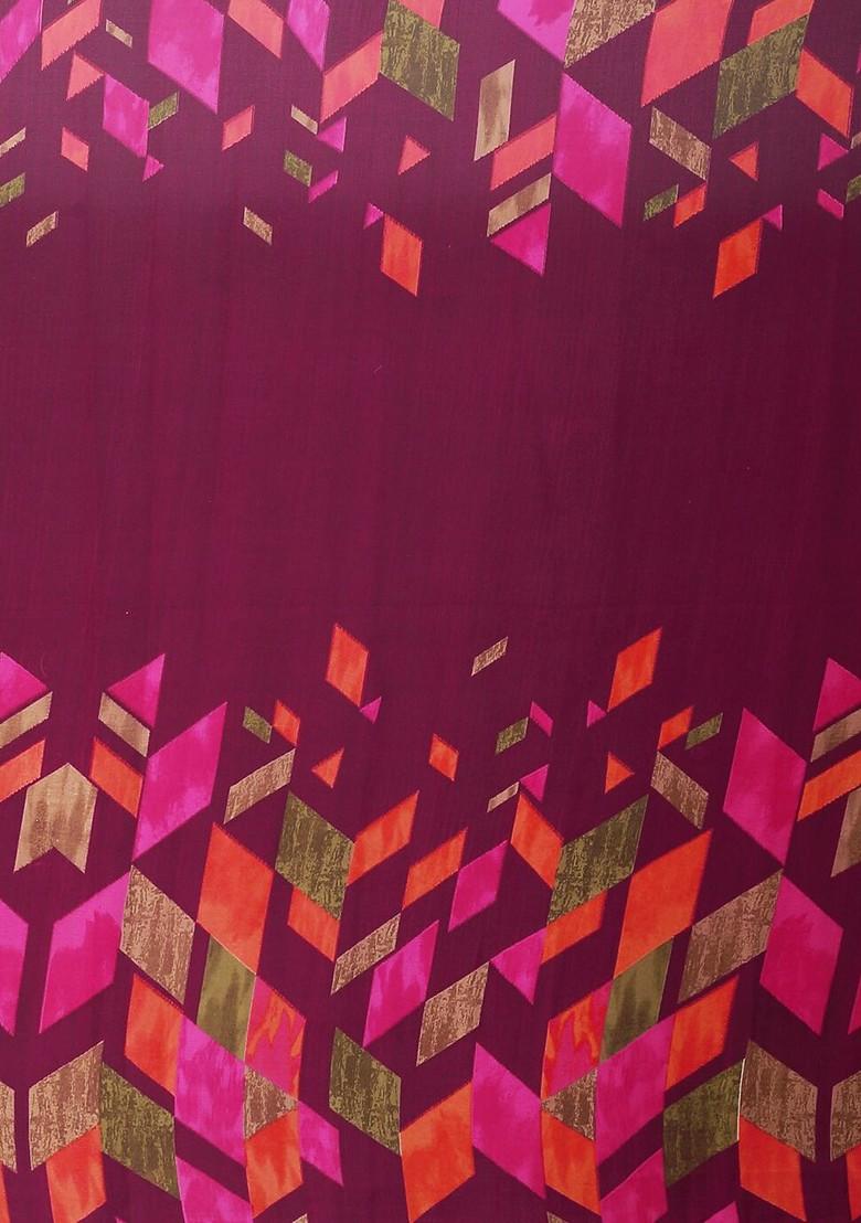 Olive Green Embroidered Georgette Saree Set (Set Of 2)